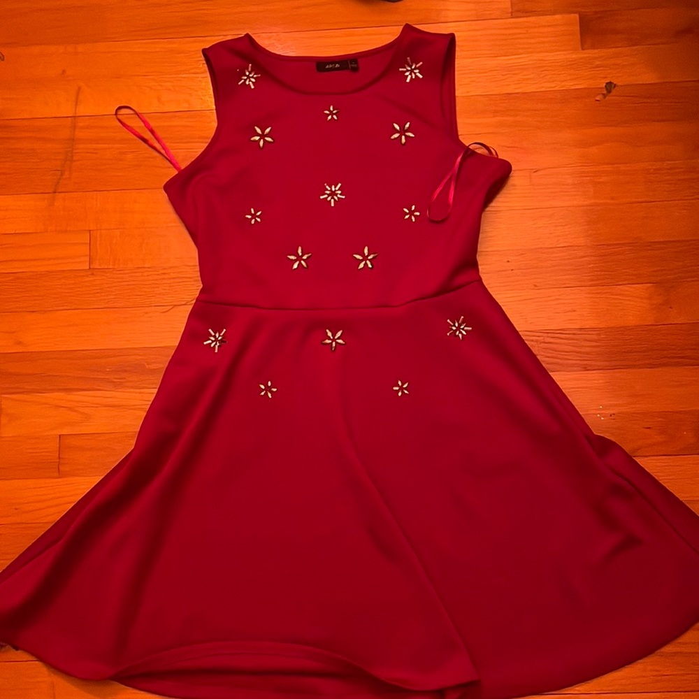 Rhinestone Flower Magenta Dress